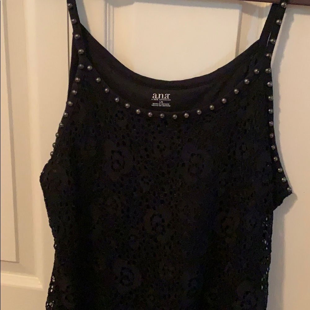 Black lace studded tank